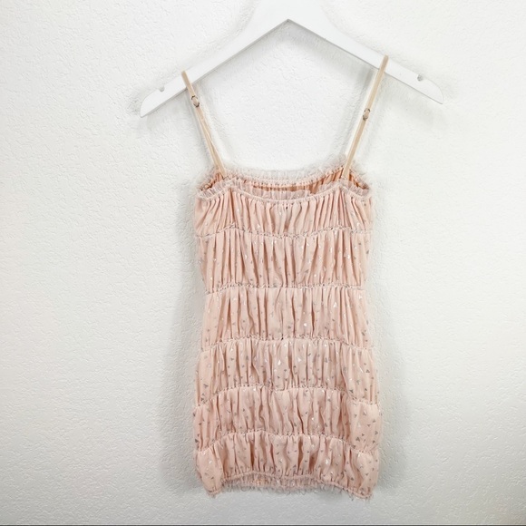 h:ours Bruno Mini Dress Silver Hearts Pink Ruched Cocktail Revolve XS - Picture 4 of 7